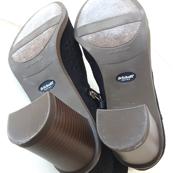 DR. SCHOLL'S Peyton Perforated Stack Heel Peep-Toe Ankle Boots Sz.8.5 - Picture 9 of 9
